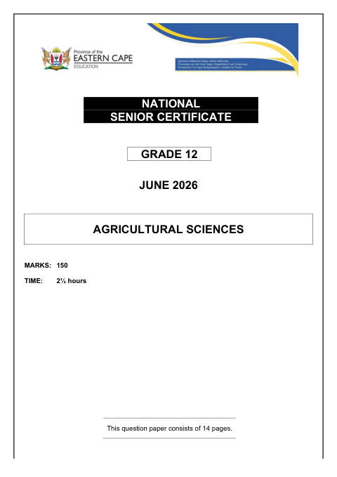 Agricultural Sciences Grade 12 DBE Caps May/June 2026 - Question Paper (Eastern Cape)