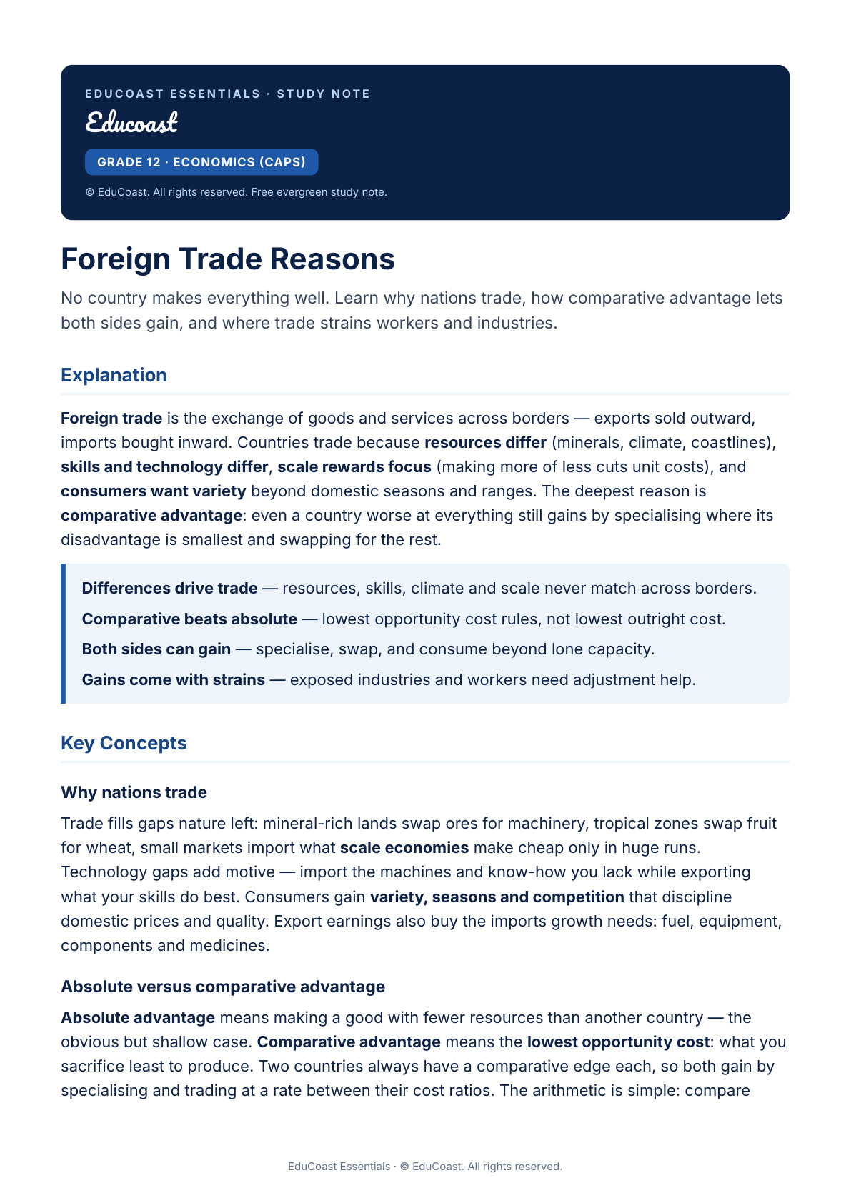 Foreign Trade — Grade 12 Economics (CAPS)