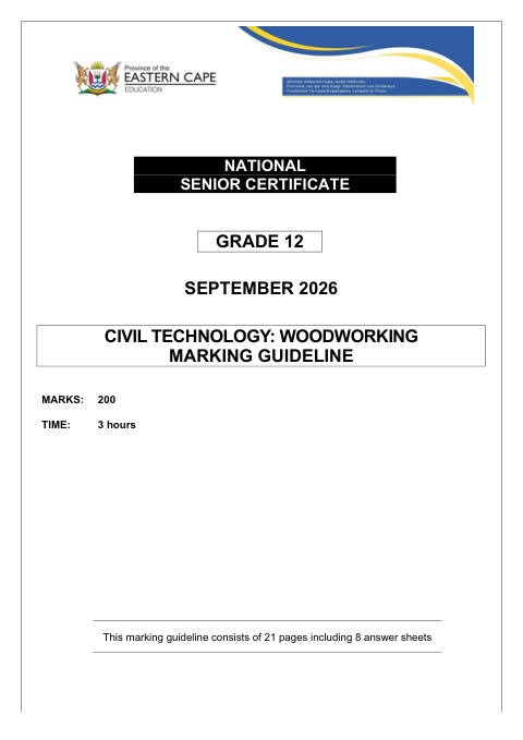 Civil Technology Grade 12 DBE Caps September 2026 - Memo (Eastern Cape)