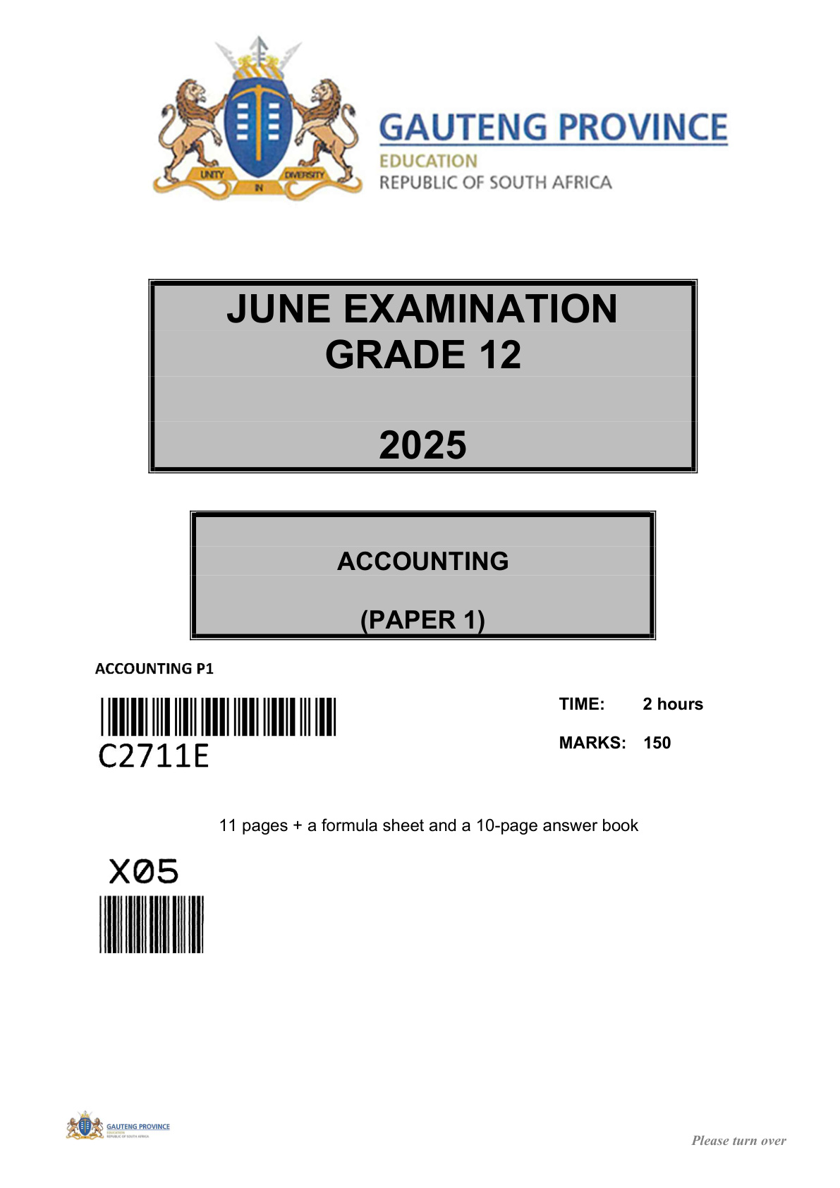 Accounting Paper 1 Answer Book (Gauteng) June 2025 Grade 12 DBE