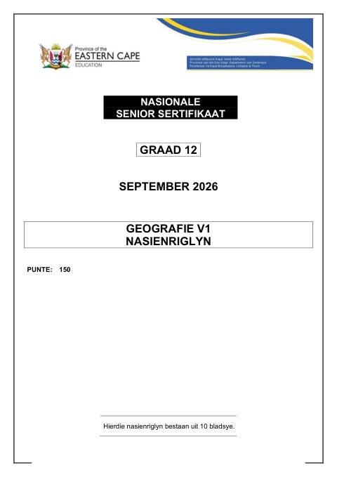 Geography Grade 12 DBE Caps September 2026 Paper 1 - Memo (Eastern Cape)