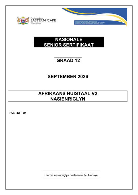 Afrikaans Home Language Grade 12 DBE Caps September 2026 Paper 2 - Memo (Eastern Cape)