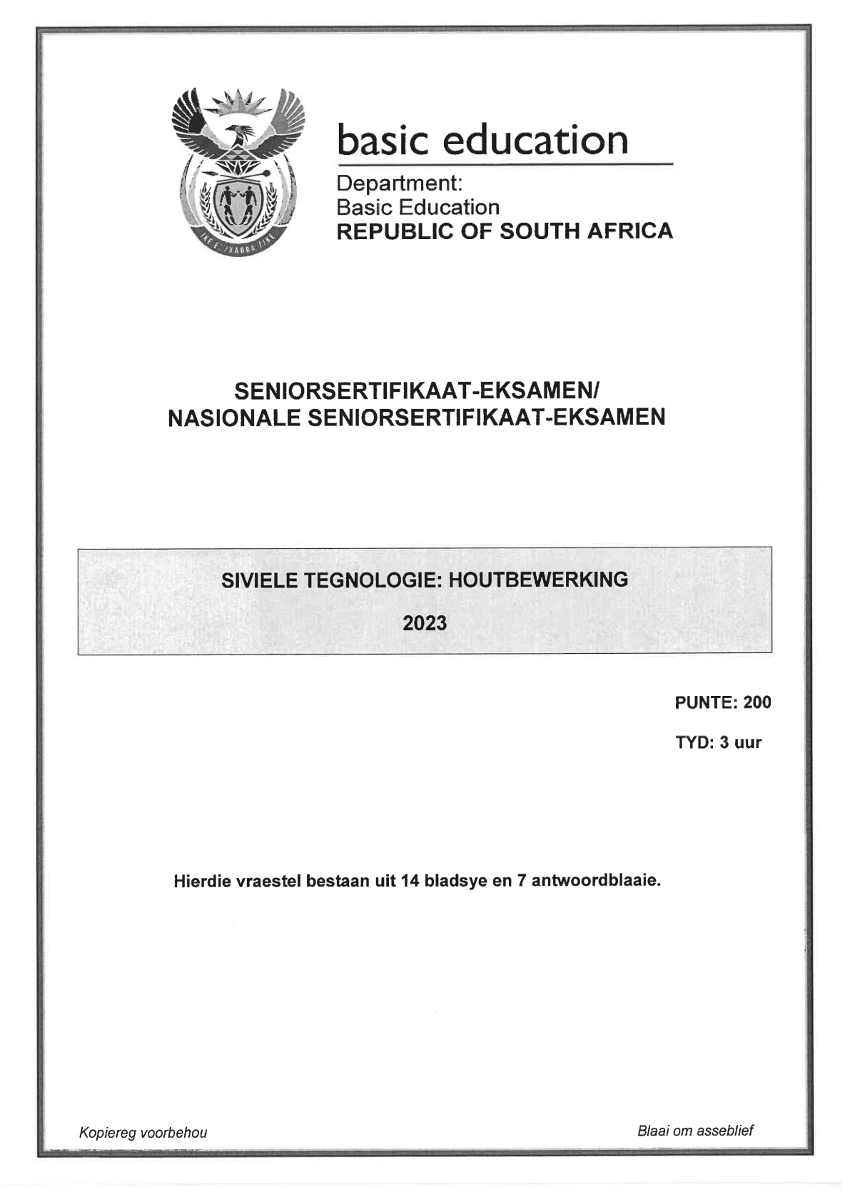 Civil Technology (Gauteng) June 2023 Grade 12 DBE