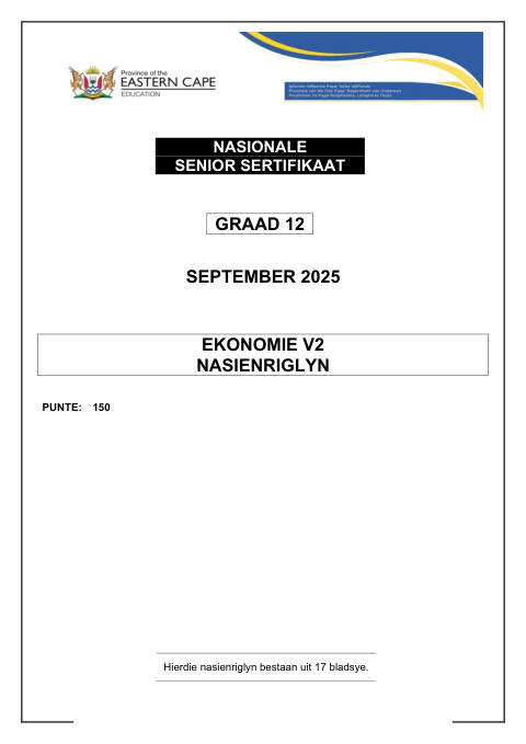 Economics Grade 12 DBE Caps September 2025 Paper 2 - Memo (Eastern Cape)