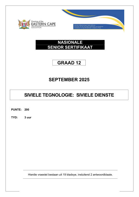 Civil Technology Grade 12 DBE Caps September 2025 - Question Paper (Eastern Cape)