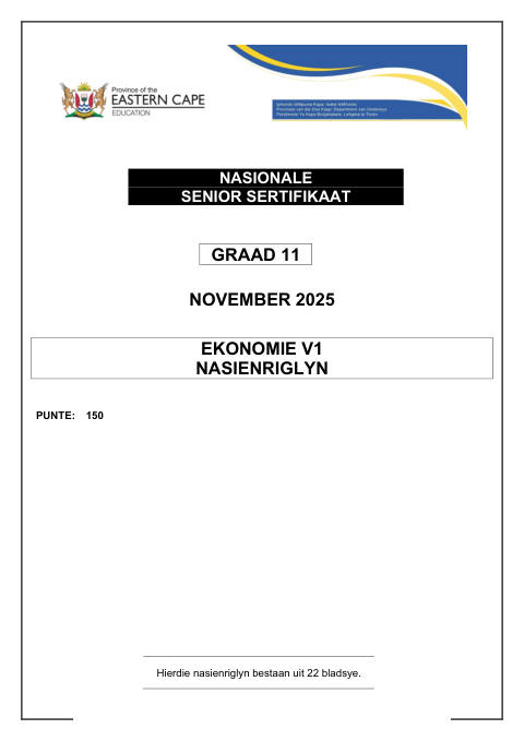 Economics Grade 11 DBE Caps November 2025 Paper 1 - Memo (Eastern Cape)