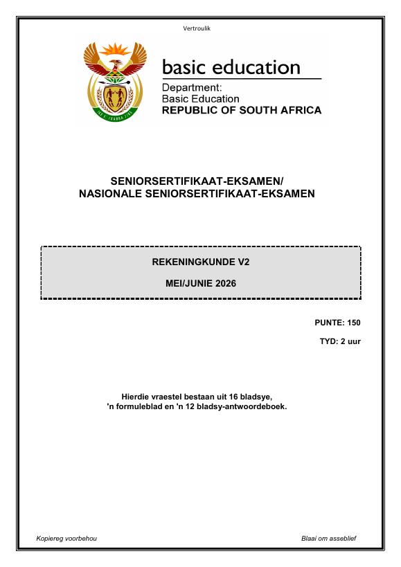 Accounting Grade 12 DBE Caps May 2026 Paper 2 - Question Paper