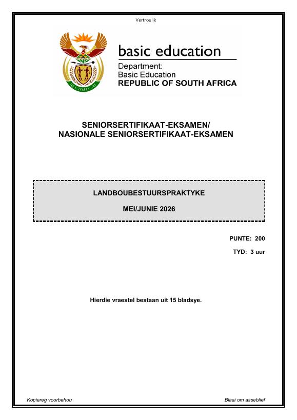 Agricultural Management Practices Grade 12 DBE CAPS May 2026 Paper 1 - Question Paper