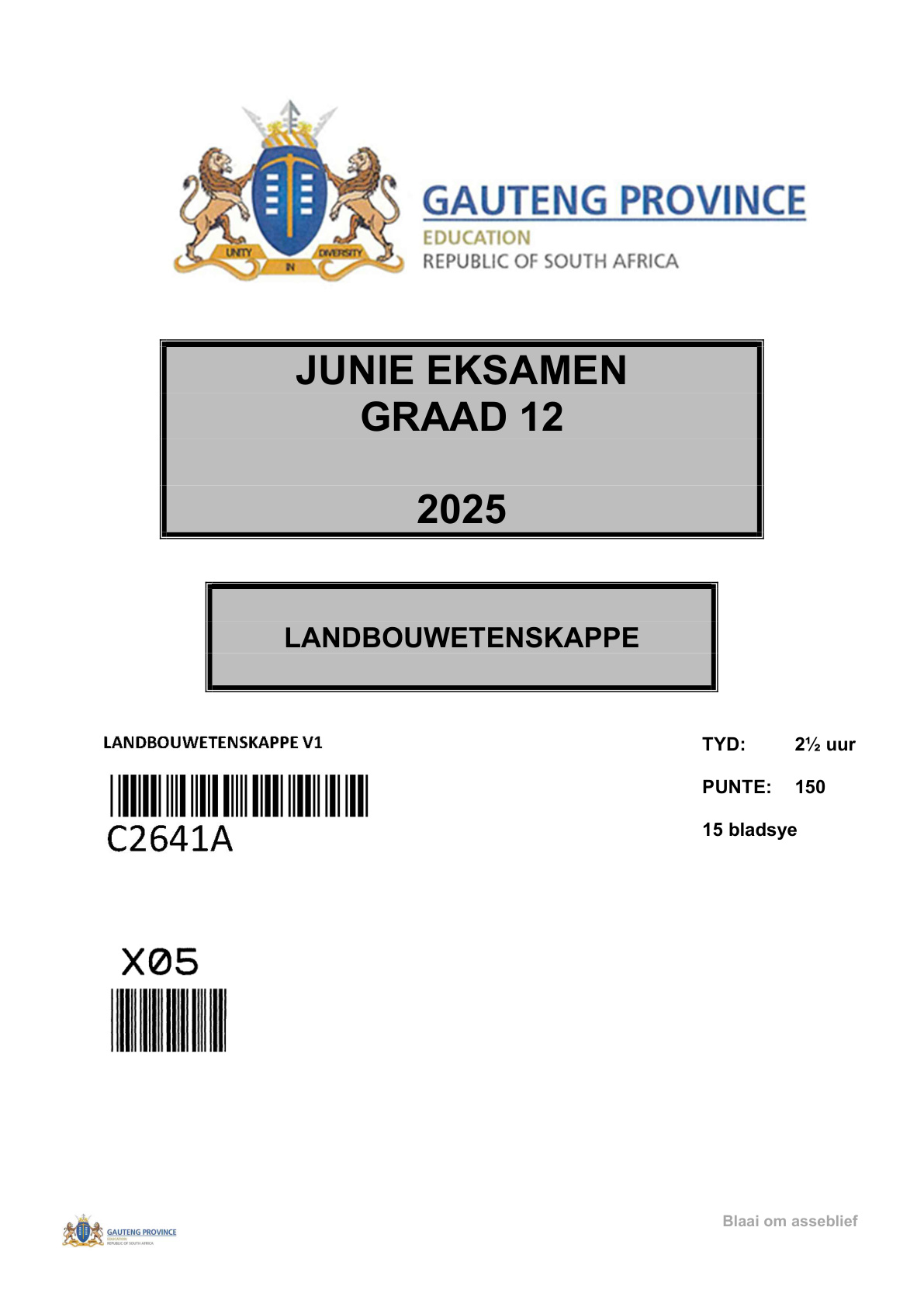 Agricultural Sciences (Gauteng) June 2025 Grade 12 DBE