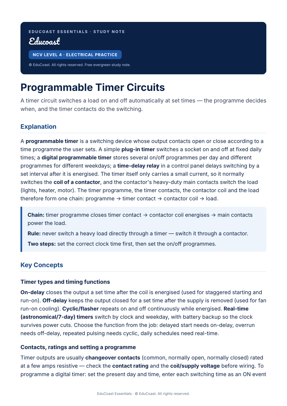 Programmable Timer Circuits — NCV Level 4 Electrical Practice
