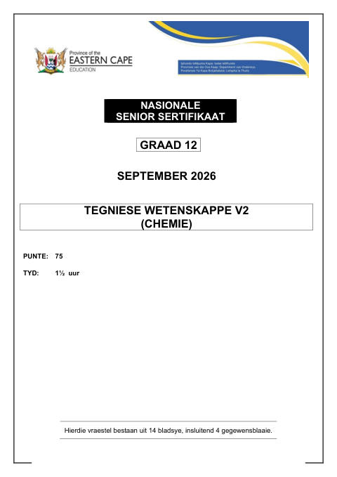 Technical Sciences Grade 12 DBE Caps September 2026 Paper 2 - Question Paper (Eastern Cape)