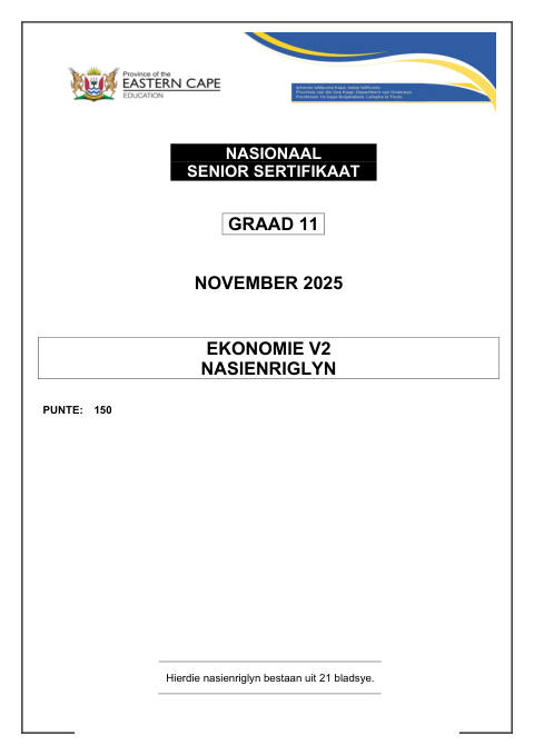 Economics Grade 11 DBE Caps November 2025 Paper 2 - Memo (Eastern Cape)