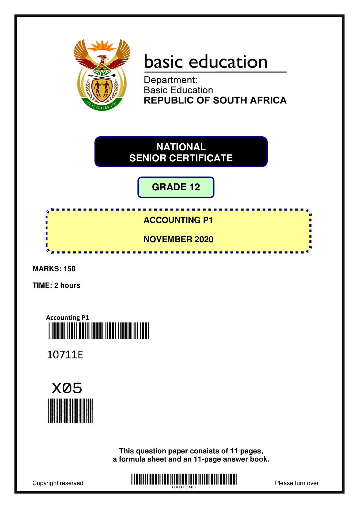 Accounting Paper 1 (Gauteng) Preparatory 2021 Grade 12 DBE