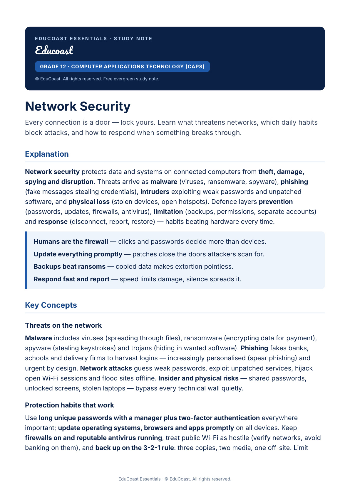 Network Security — Grade 12 CAT (CAPS)