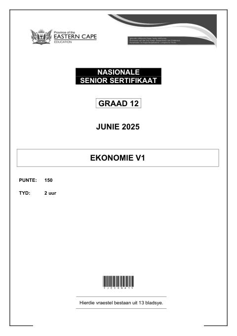 Economics Grade 12 DBE Caps May/June 2025 Paper 1 - Question Paper (Eastern Cape)