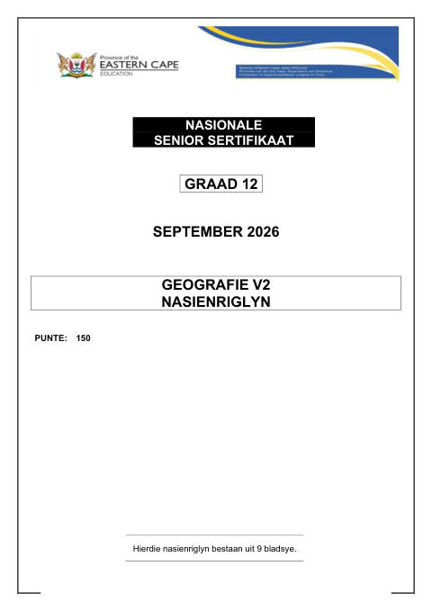 Geography Grade 12 DBE Caps September 2026 Paper 2 - Memo (Eastern Cape)