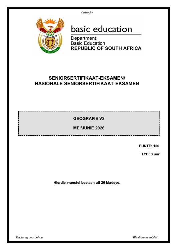 Geography Grade 12 DBE Caps May 2026 Paper 2 - Question Paper