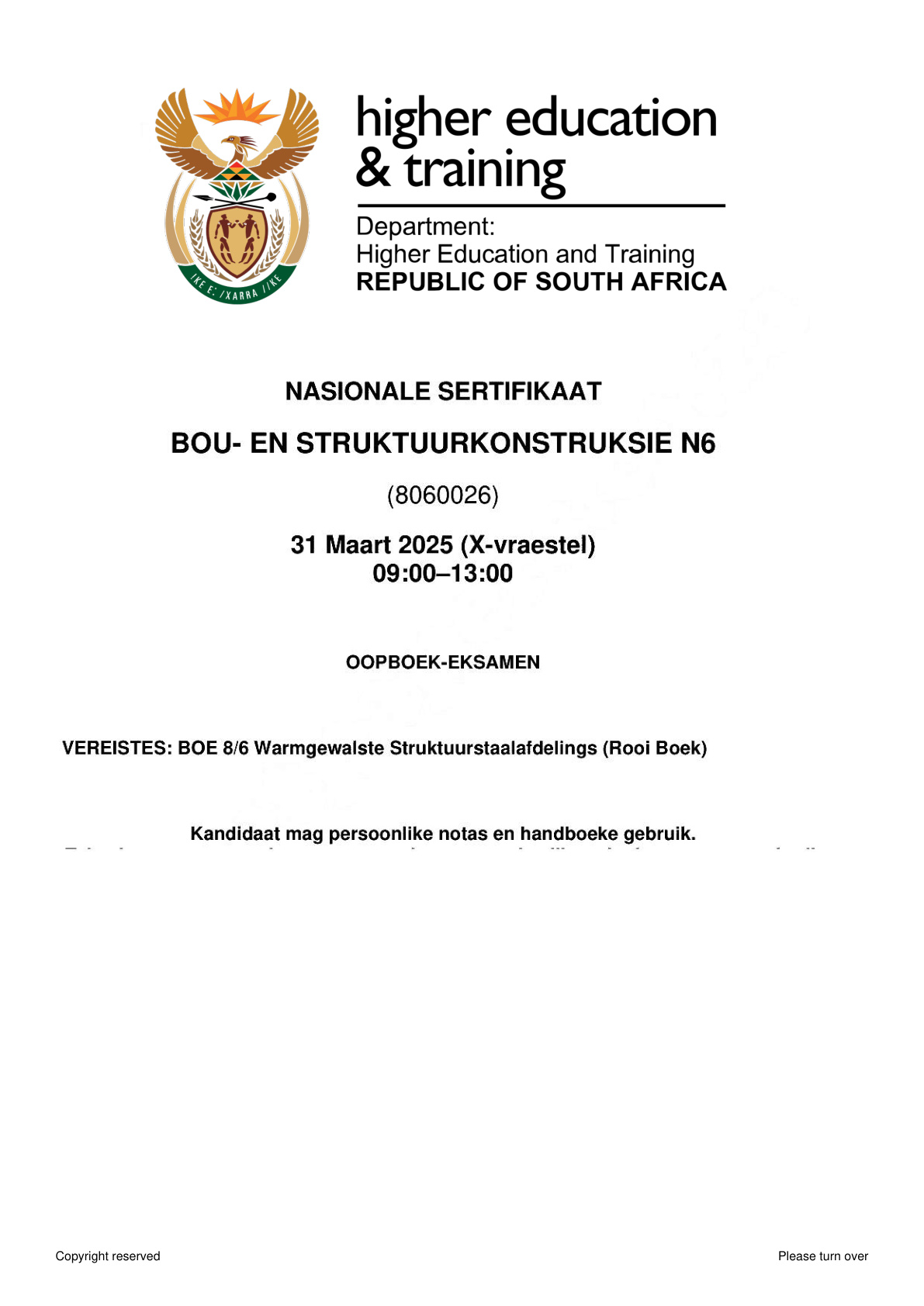 Bou En Struktuurkonstruksie Dhet Nated April 2025 - Question Paper