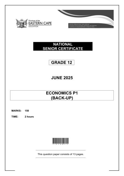 Economics Grade 12 DBE Caps May/June 2025 Paper 1 - Question Paper (Eastern Cape)