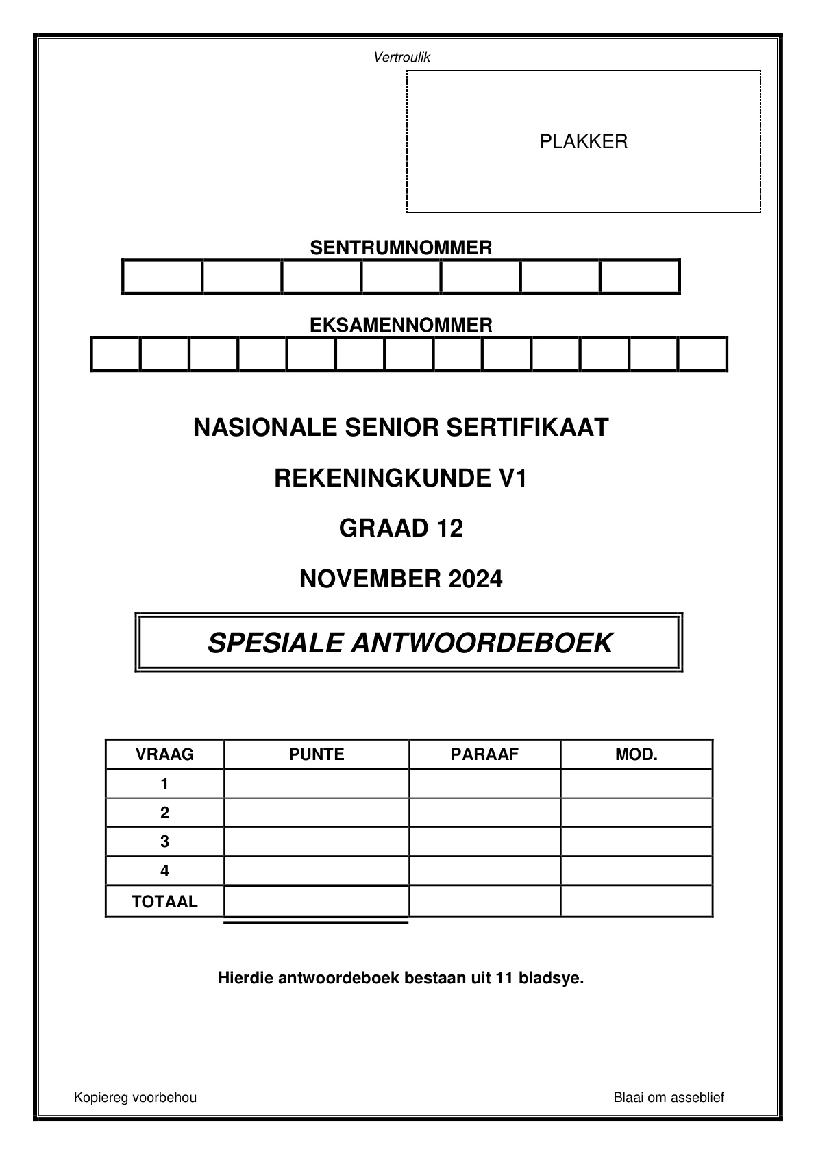 Accounting Paper 1 Answer Book (Gauteng) November 2024 Grade 12 DBE