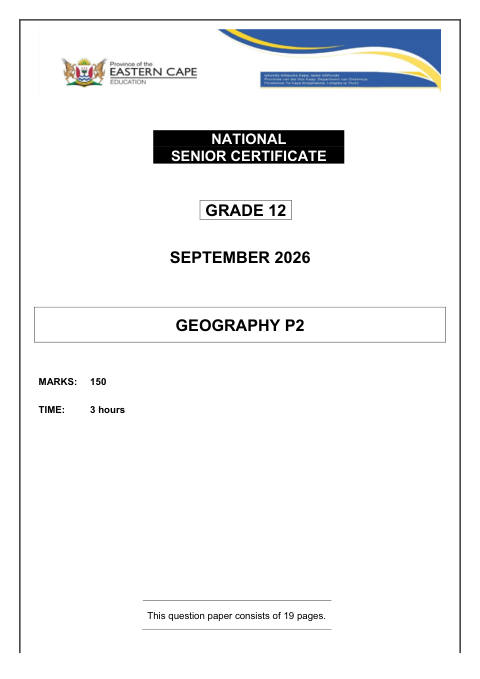 Geography Grade 12 DBE Caps September 2026 Paper 2 - Question Paper (Eastern Cape)