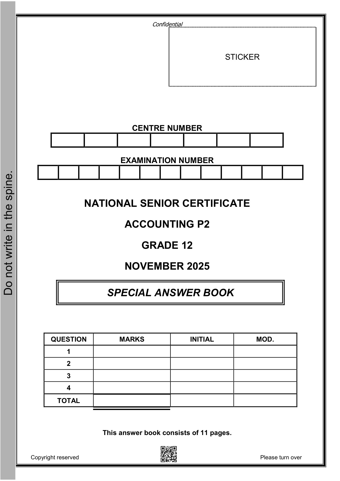 Accounting Paper 2 Answer Book (Gauteng) November 2025 Grade 12 DBE