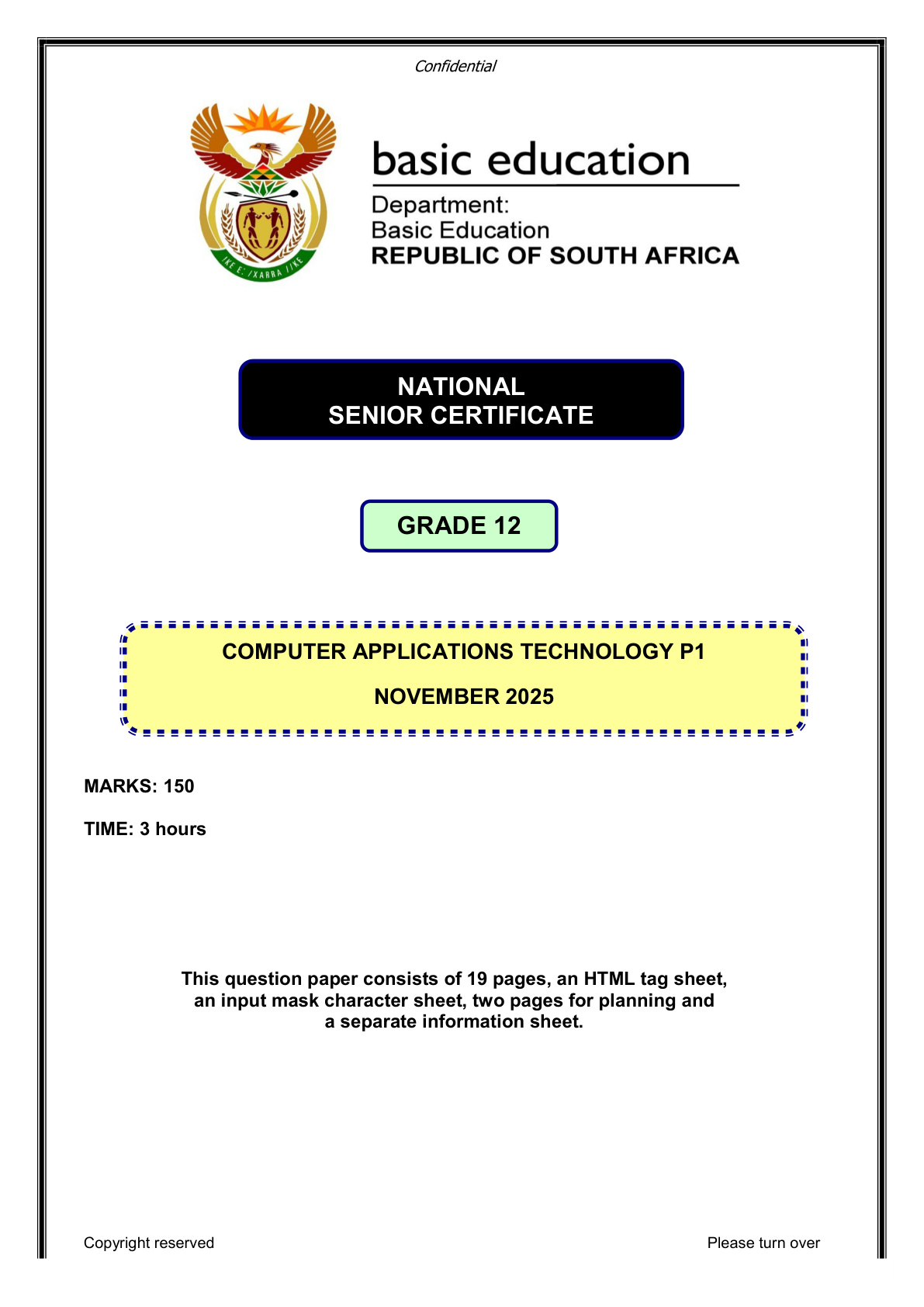 Computer Applications Technology Grade 12 DBE NSC November 2025 Paper 1 - Question Paper (Eastern Cape)