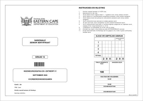 Engineering Graphics And Design Grade 12 DBE Caps September 2026 Paper 1 - Question Paper (Eastern Cape)