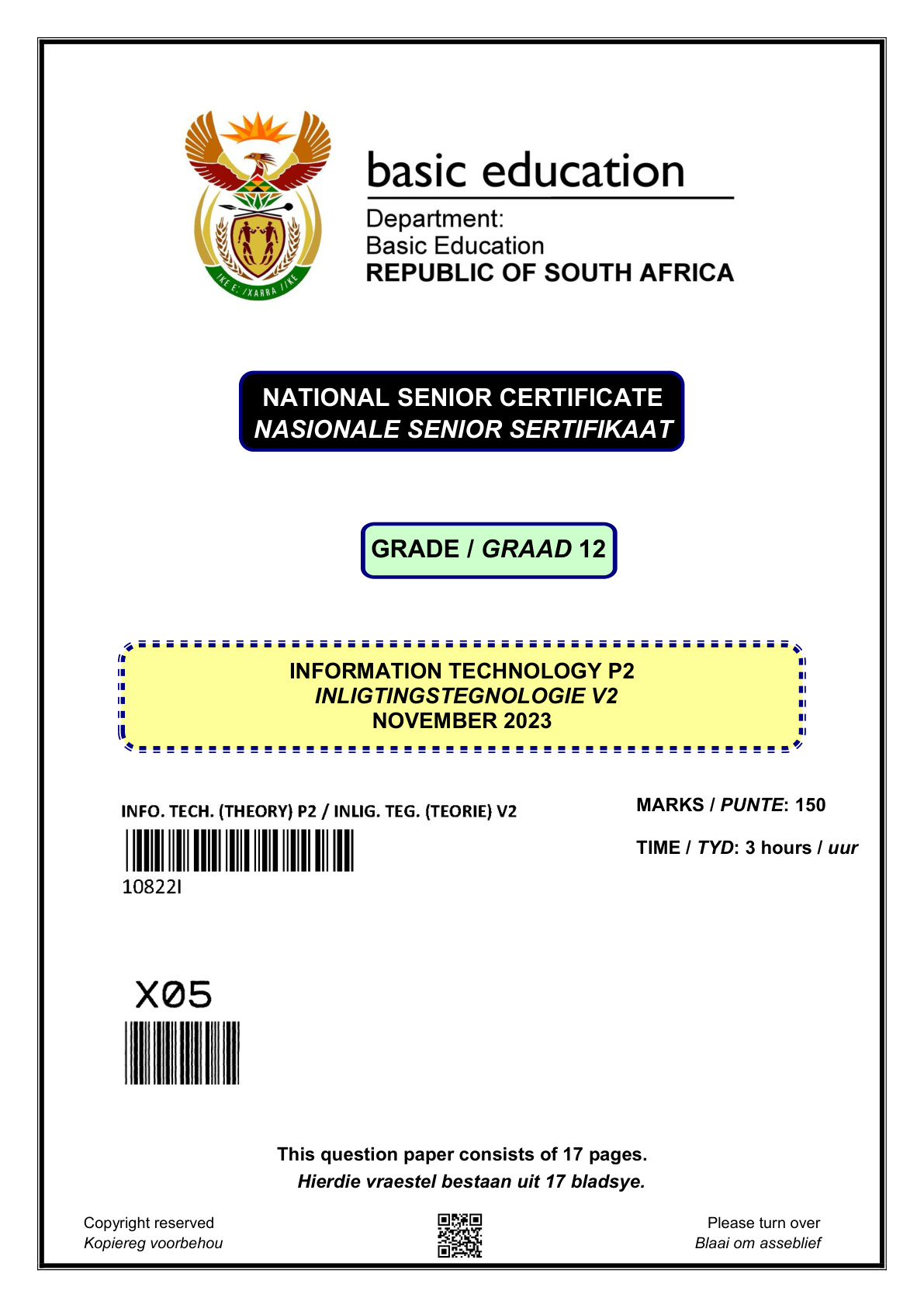Information Technology Paper 2 (Gauteng) November 2023 Grade 12 DBE