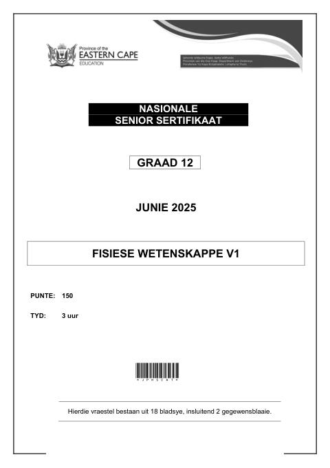 Physical Sciences Grade 12 DBE Caps May/June 2025 Paper 1 - Question Paper (Eastern Cape)