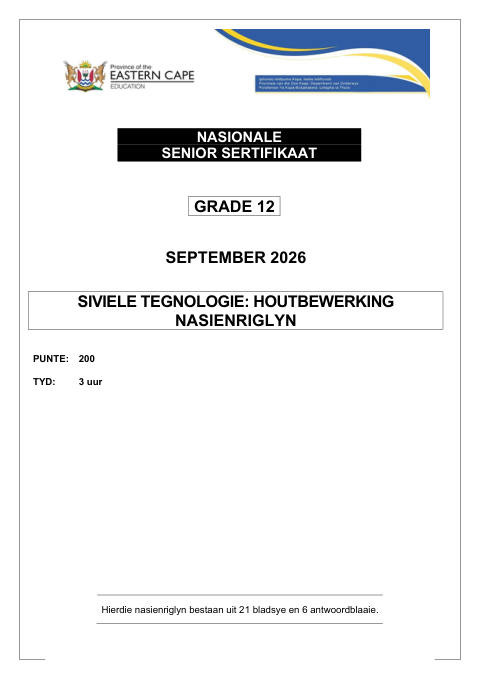 Civil Technology Grade 12 DBE Caps September 2026 - Memo (Eastern Cape)