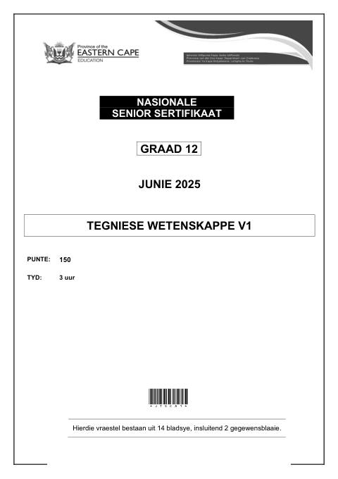 Technical Sciences Grade 12 DBE Caps May/June 2025 Paper 1 - Question Paper (Eastern Cape)