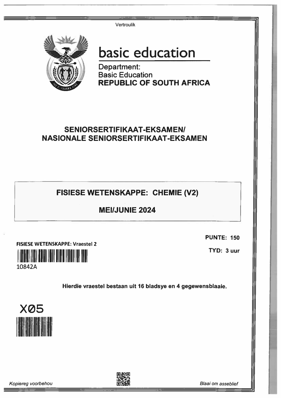 Physical Sciences Paper 2 (Gauteng) June 2024 Grade 12 DBE
