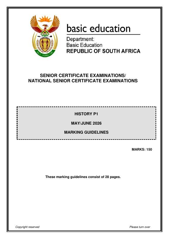 Geography Grade 12 DBE Caps May 2026 Paper 1 - Memo