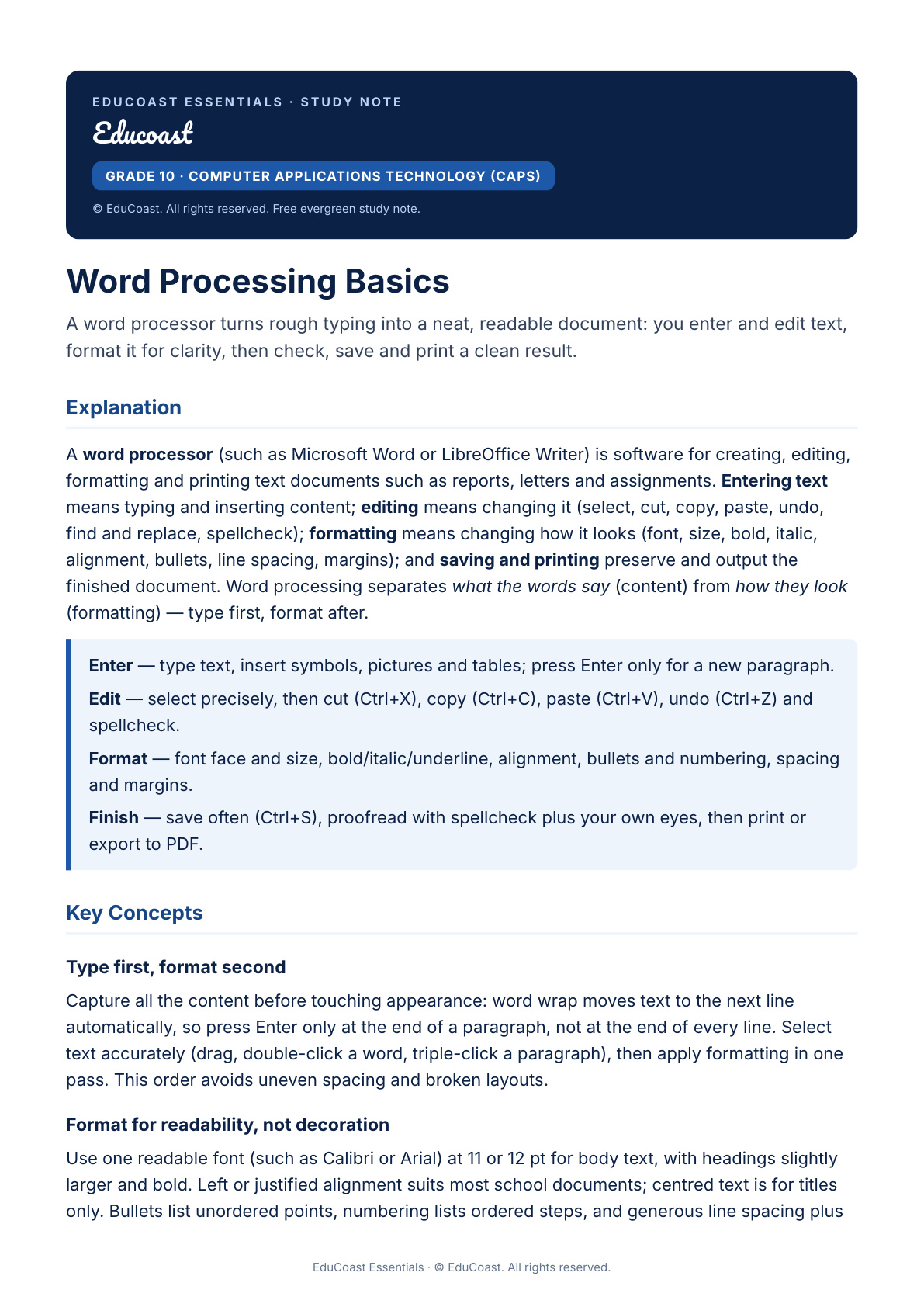 Word Basics — Grade 10 CAT (CAPS)