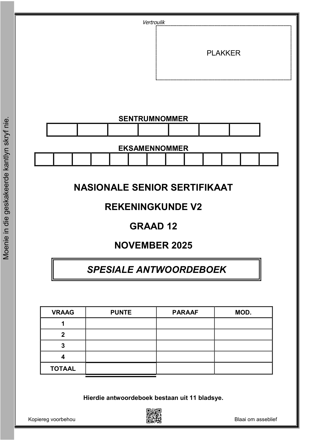 Accounting Paper 2 Answer Book (Gauteng) November 2025 Grade 12 DBE