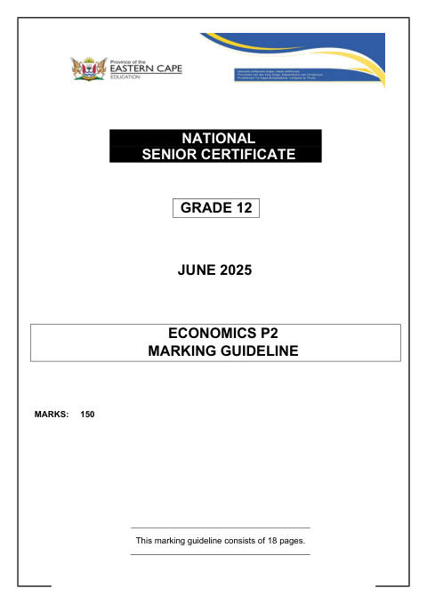 Economics Grade 12 DBE Caps May/June 2025 Paper 2 - Memo (Eastern Cape)