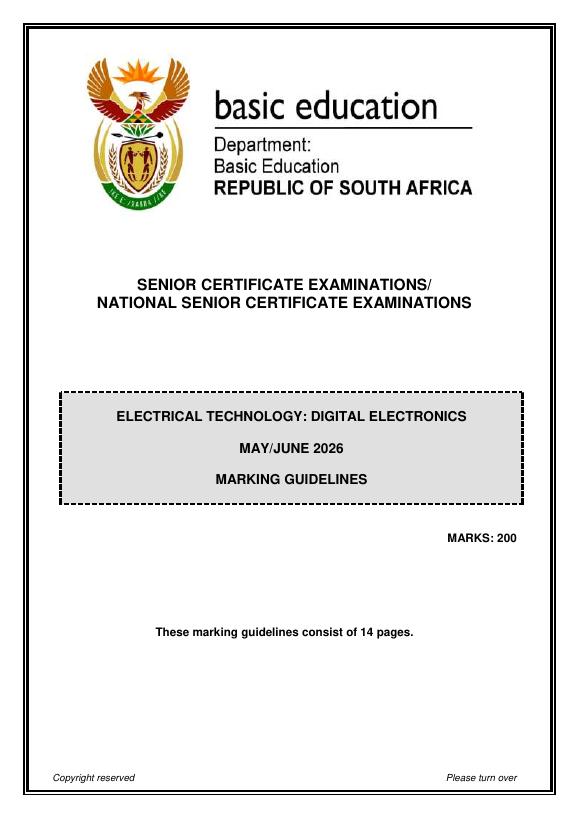 Electrical Technology Grade 12 DBE CAPS May 2026 Paper 1 - Question Paper