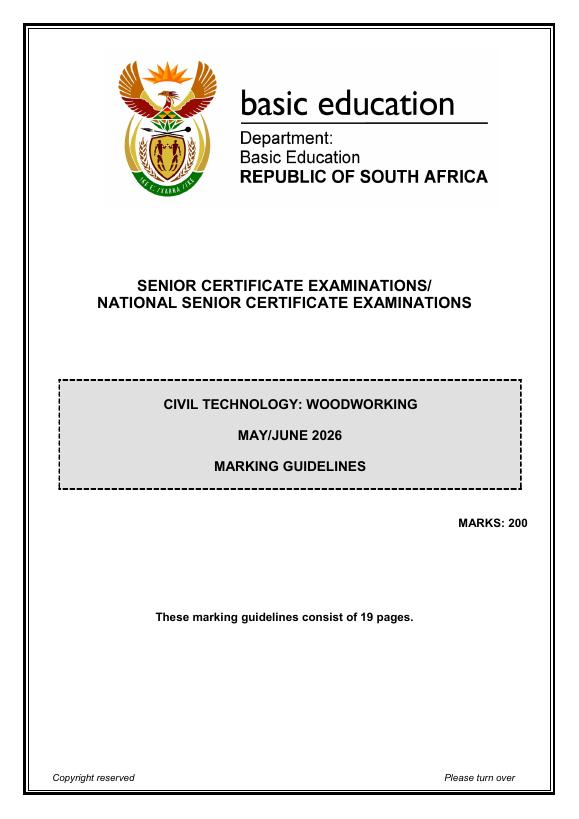 Civil Technology Grade 12 DBE CAPS May 2026 Paper 1 - Memo