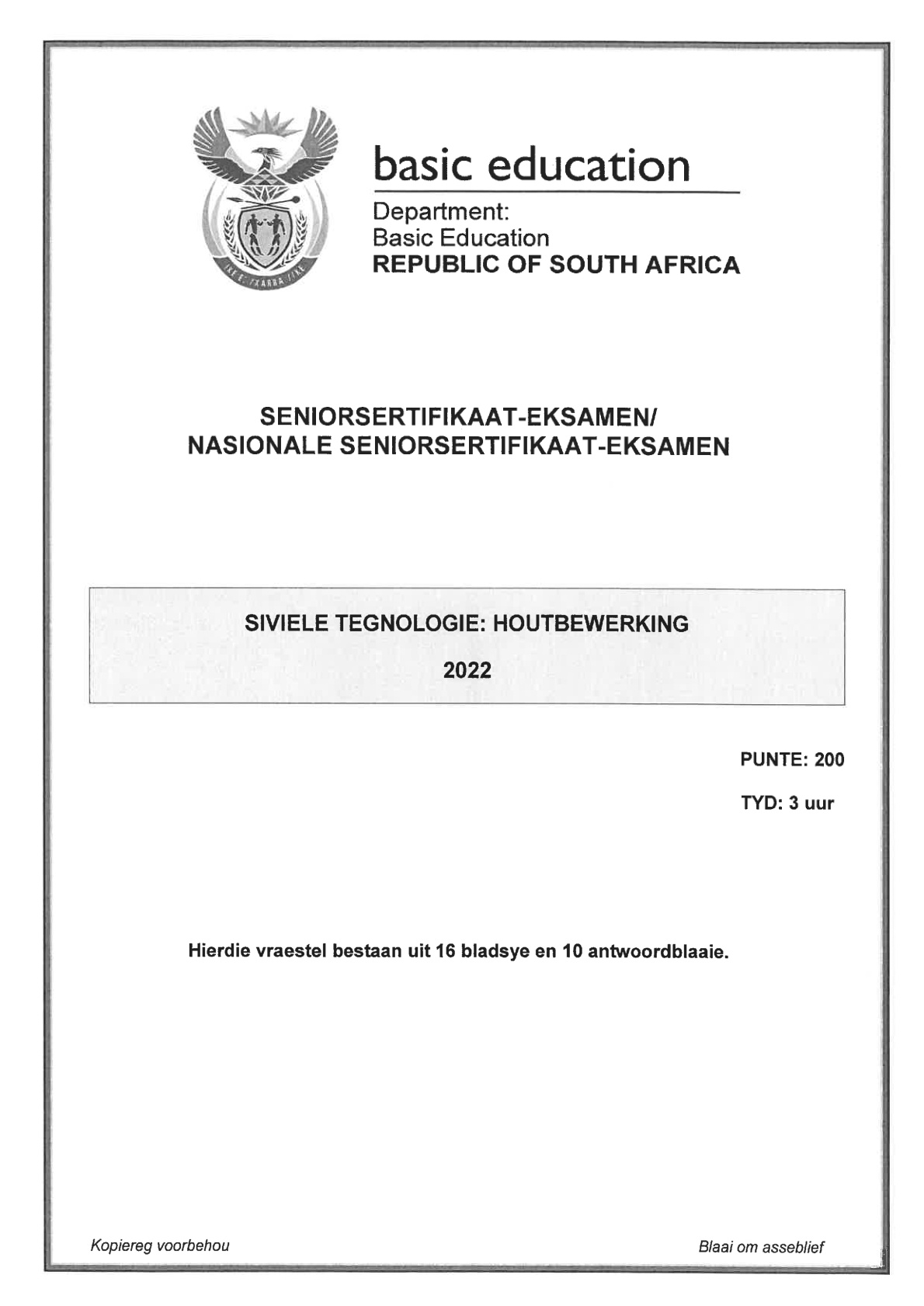 Civil Technology (Gauteng) June 2022 Grade 12 DBE