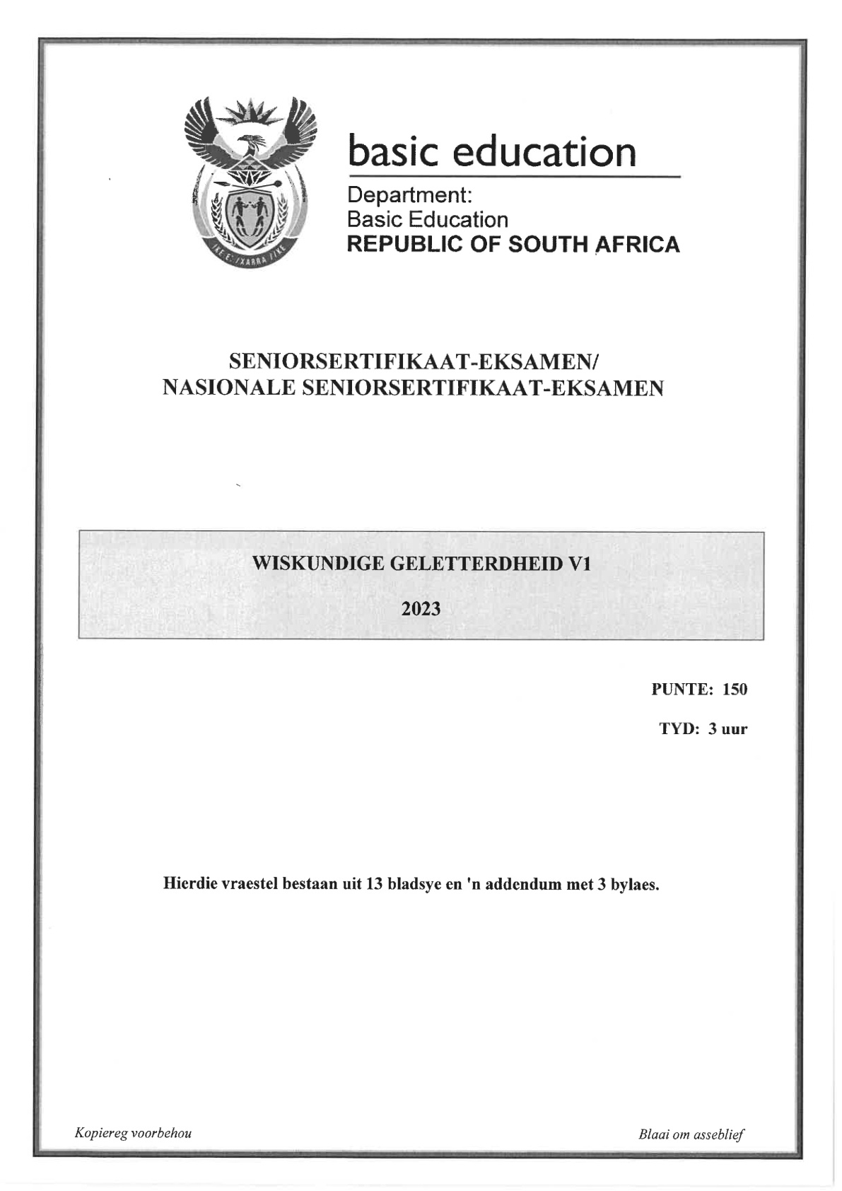 Mathematical Literacy Paper 2 (Gauteng) June 2023 Grade 12 DBE