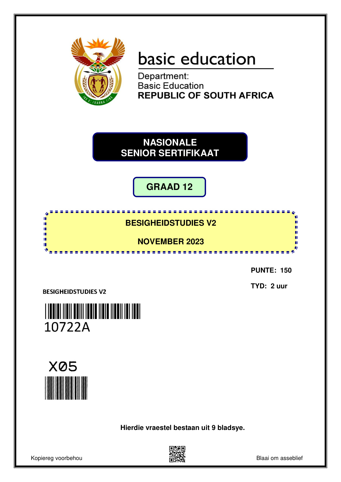 Business Studies Paper 2 (Gauteng) November 2023 Grade 12 DBE