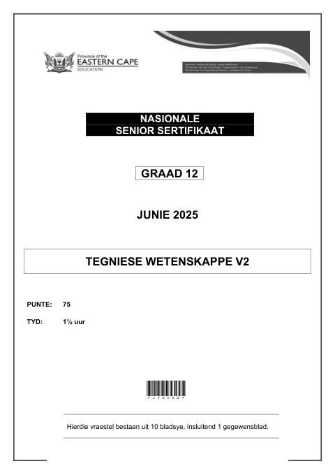 Technical Sciences Grade 12 DBE Caps May/June 2025 Paper 2 - Question Paper (Eastern Cape)