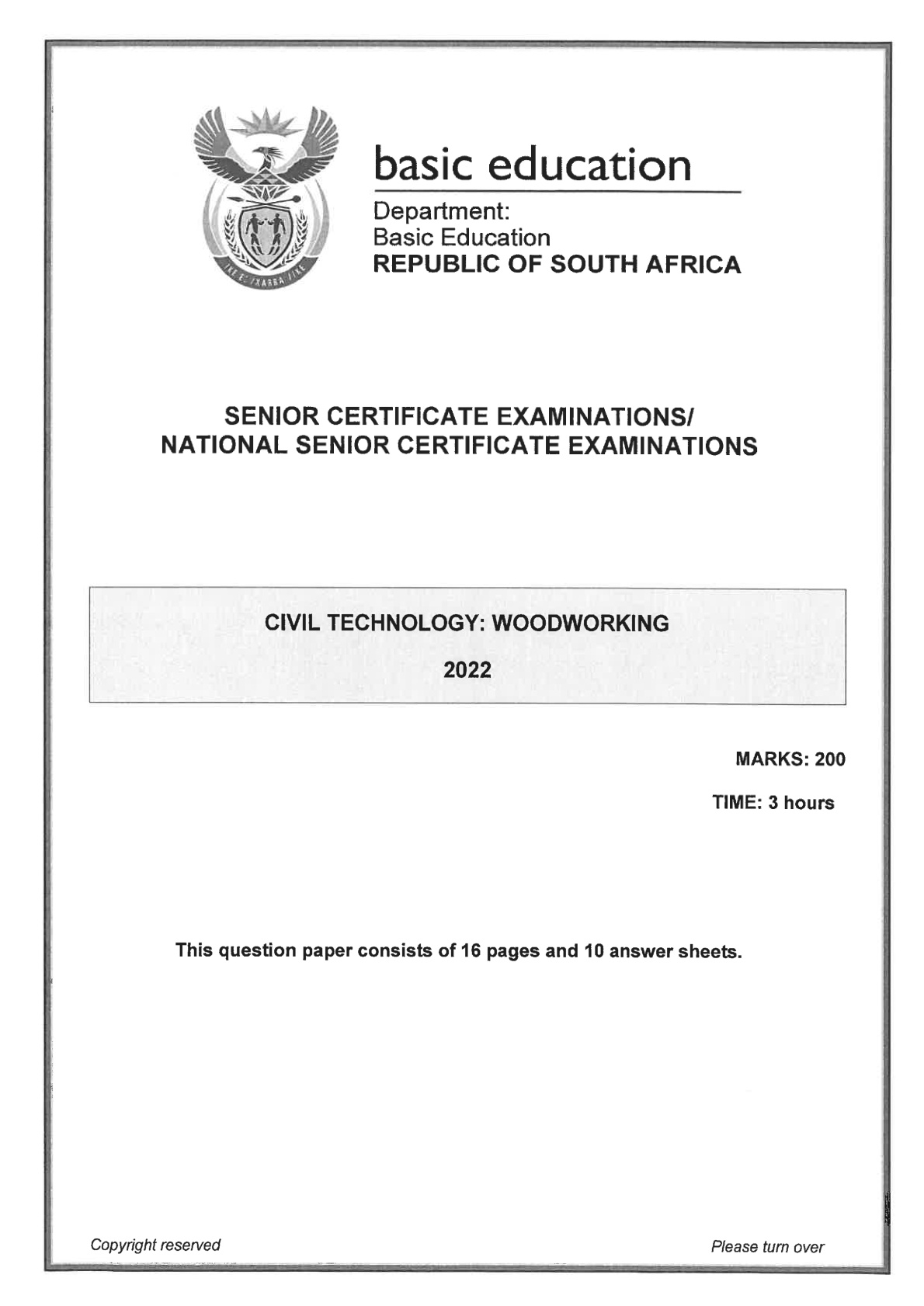 Civil Technology (Gauteng) June 2022 Grade 12 DBE