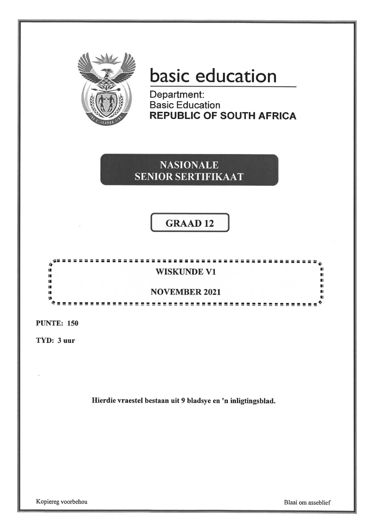 Mathematics Paper 1 (Gauteng) November 2021 Grade 12 DBE