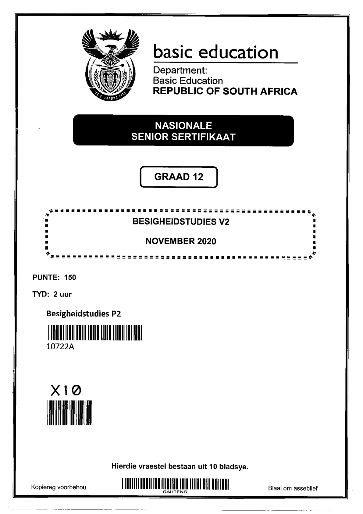 Business Studies Paper 2 (Gauteng) Preparatory 2021 Grade 12 DBE