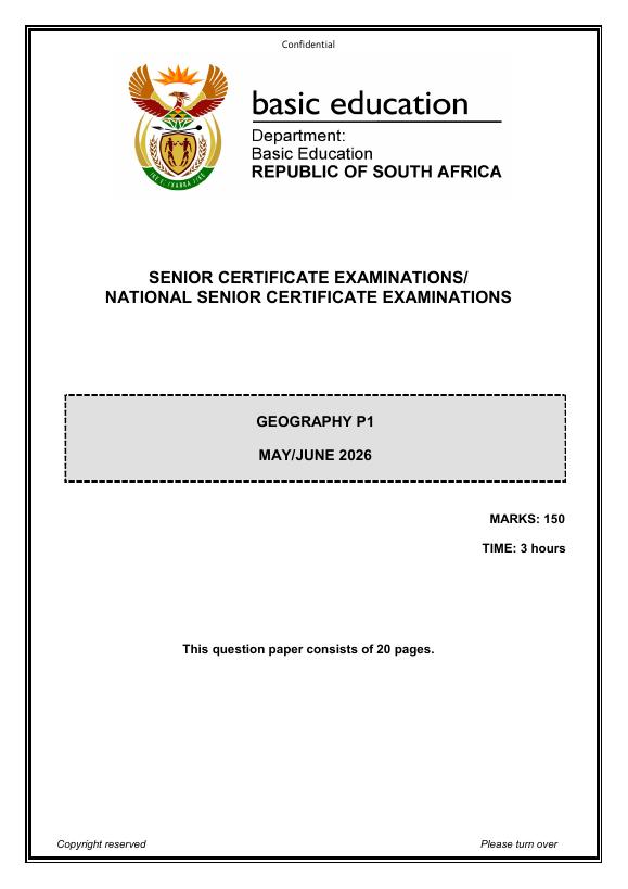 Geography Grade 12 DBE Caps May 2026 Paper 1 - Question Paper