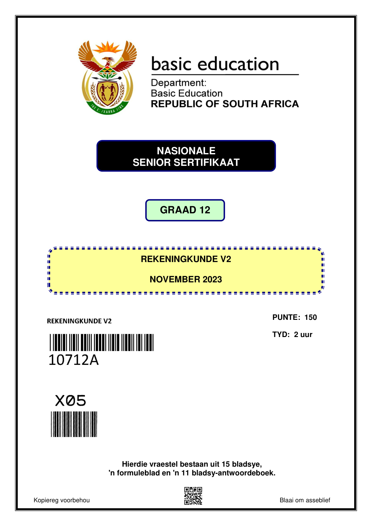 Accounting Paper 2 (Gauteng) November 2023 Grade 12 DBE