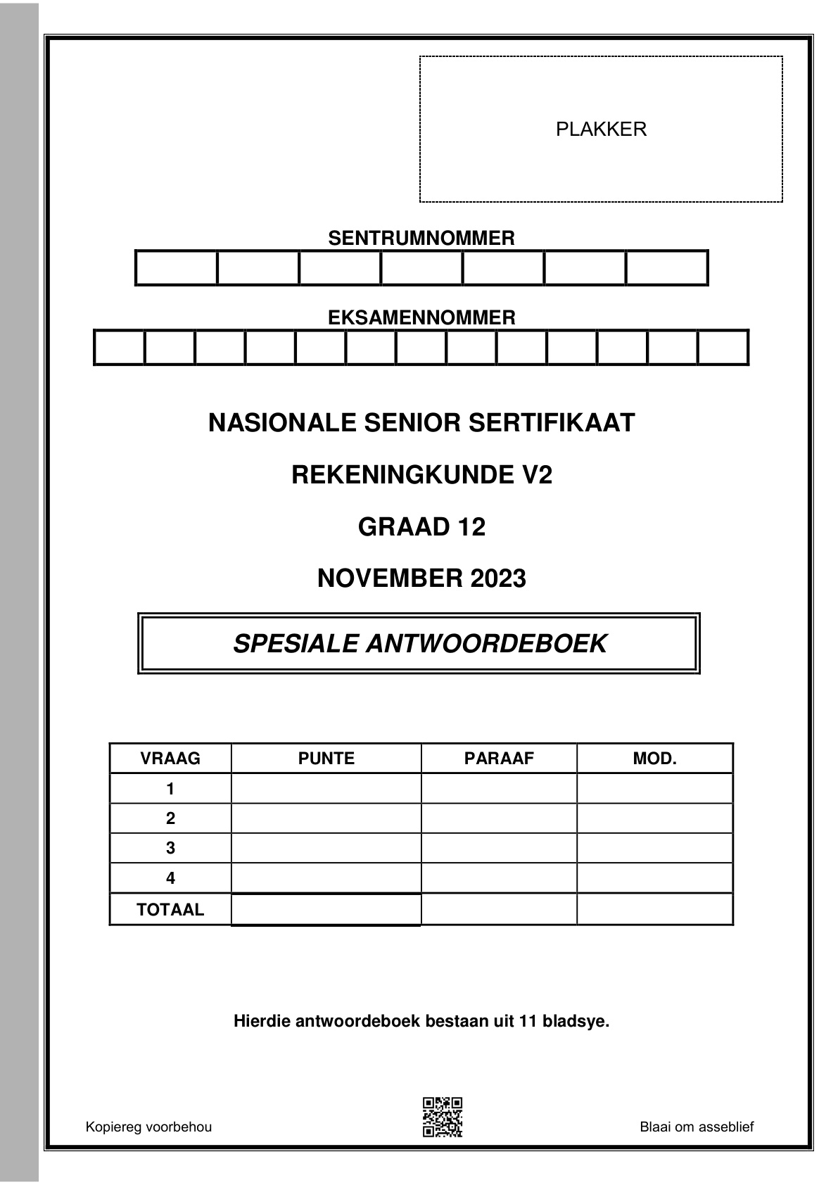 Accounting Paper 2 Answer Book (Gauteng) November 2023 Grade 12 DBE