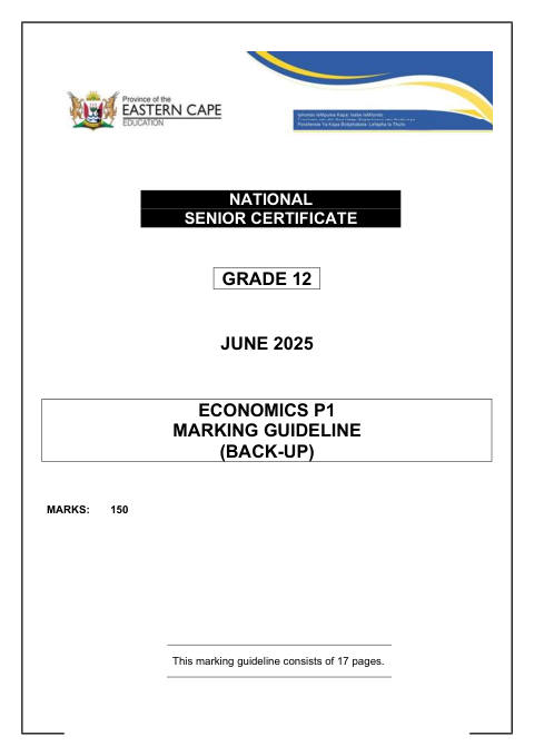 Economics Grade 12 DBE Caps May/June 2025 Paper 1 - Memo (Eastern Cape)